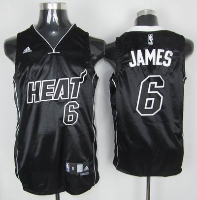  NBA Miami Heat 6 LeBron James Swingman Black White Number Jerseys